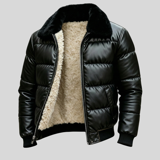 LA FashionLoft.™ | Leather Jacket With Sherpa-Lining